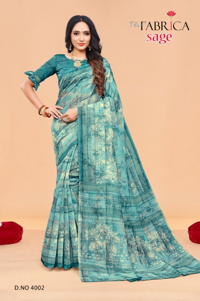 The Fabric Sage Regular Wear Printed Wholesale Cotton Sarees
